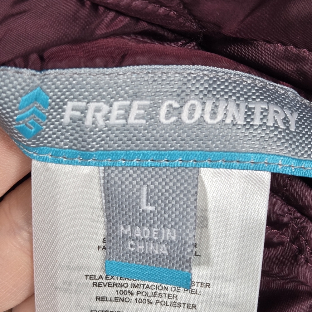 Free Country Purple Reversible Fleece Quilted Puffler Zip Front Vest Size Large - Picture 5 of 14